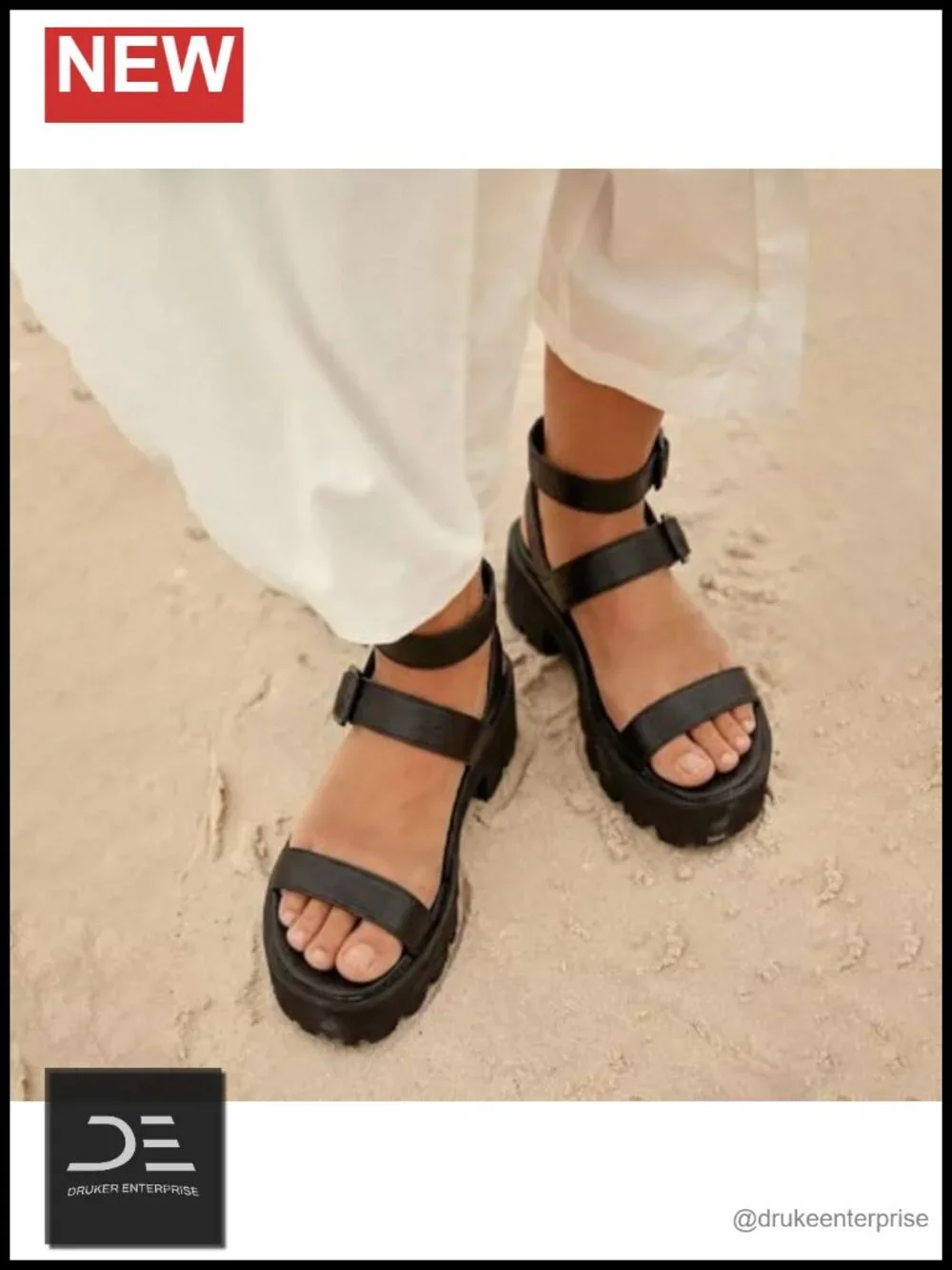 Gothic Platform Sandals Ankle Strap Chunky High Heels Open Toe Slingback